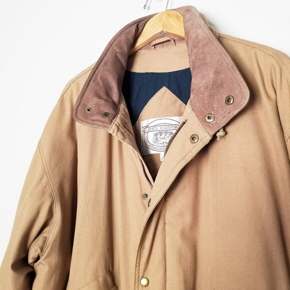 John Ashford Barn Jacket Chore Coat XL Leather Collar Utility Drawstrings Warm - Picture 8 of 16